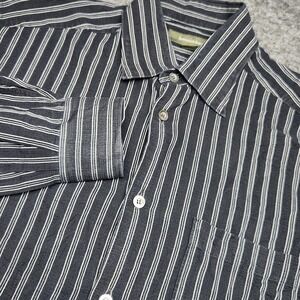 Ermenegildo Zegna Black Striped Long Sleeve Button Down Shirt Textured Small